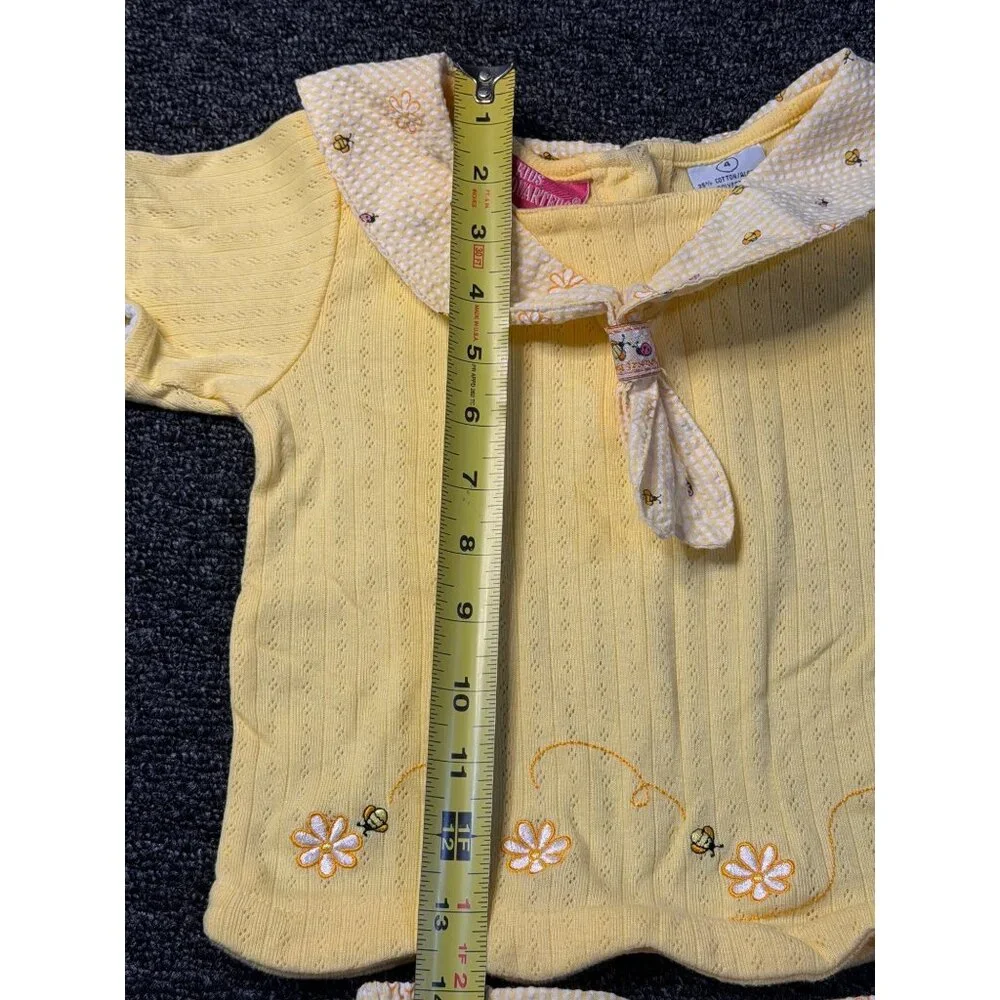VTG Kids Headquarters Girl SZ 4 Yellow Floral Matching Outfit Retro‎ Summer 90's